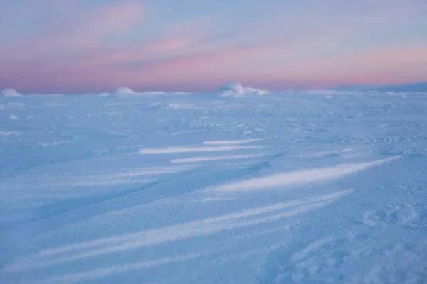 Sneeuw Woestijn Bij Zonsopgang Vorst Noordelijke Oeral Autonome Republiek Komi — Stockfoto