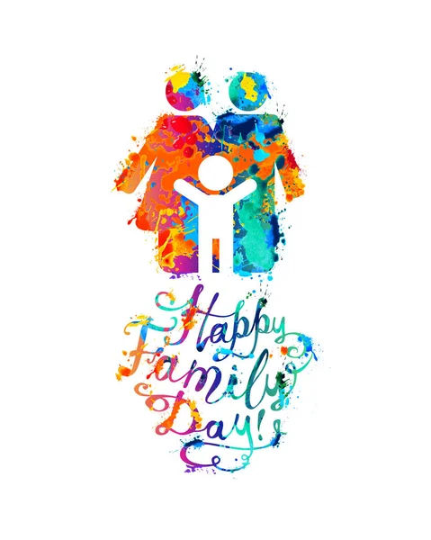 Happy Family Day Congratulation Card Splash Paint — Stock Vector