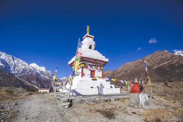 Буддийская Ступа Аннапурна Трек Гималайские Горы Непала — стоковое фото