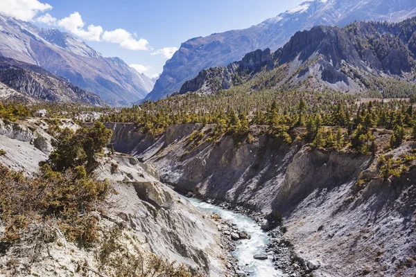 Valle Del Río Marsyandi Montañas Del Himalaya Nepal Caminata Por — Foto de Stock