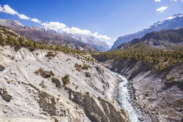 Valle Del Río Marsyandi Montañas Del Himalaya Nepal Caminata Por — Foto de Stock