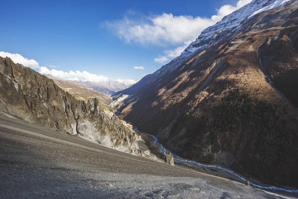 Trail Tilicho Lake Himalayan Mountains Nepal Caminata Por Circuito Annapurna — Foto de Stock