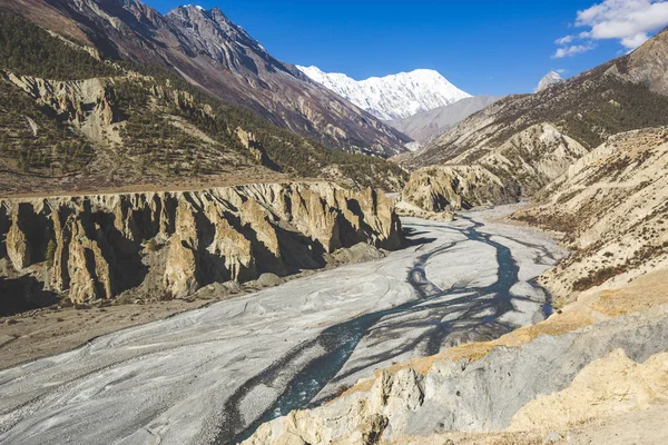 Valle Del Río Marsjandi Khola Caminata Por Circuito Annapurna Montañas — Foto de Stock