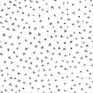 Küçük çapraz sorunsuz vektör doodle desen beyaz siyah