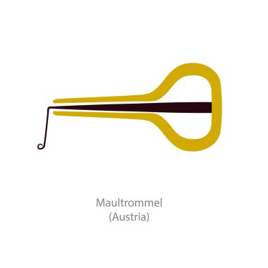 Maultrommel. Avusturya müzik aleti. Vektör düz çizim 