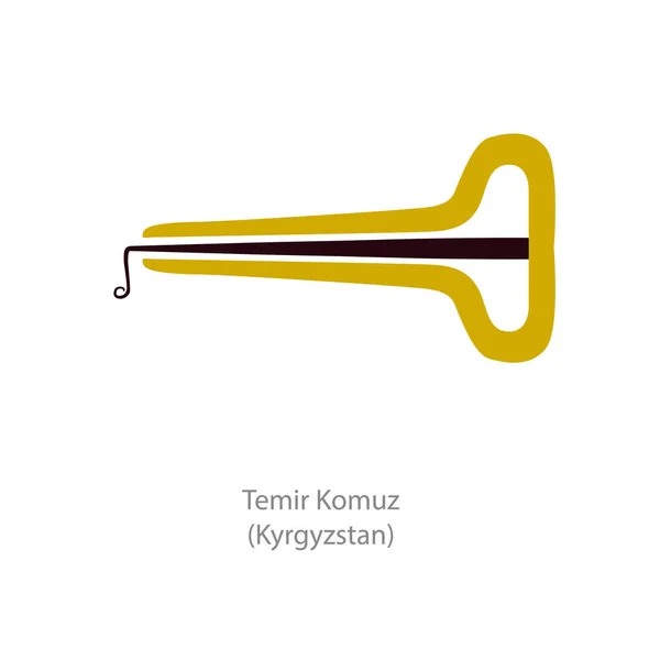 Temir Komuz Musikinstrument Aus Kyrgyzstan Vektorflache Abbildung — Stockvektor