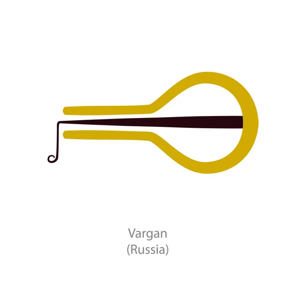 Vargan Musical Instrument Russia Vector Flat Illustration — Stok Vektör