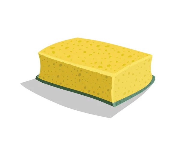 Желтая Векторная Губка Мытья Посуды Белом Фоне — стоковый вектор