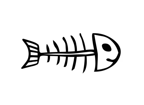 Рибний Скелет Векторний Знак Чорний Білому — стоковий вектор