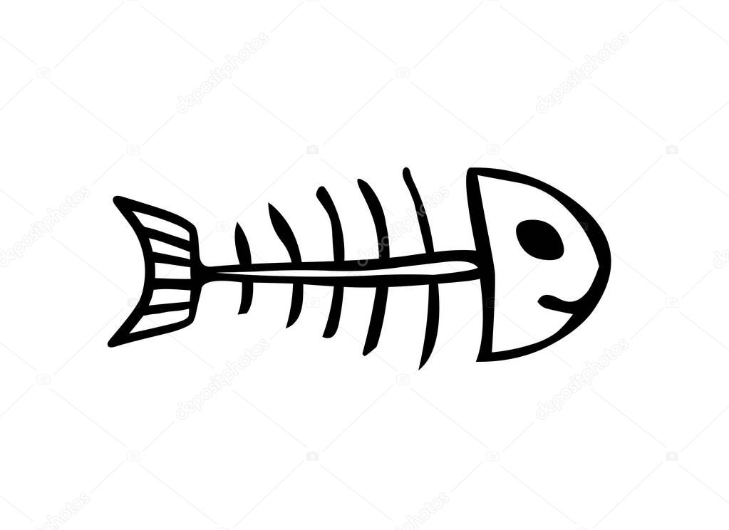 Fish skeleton vector sign black on white