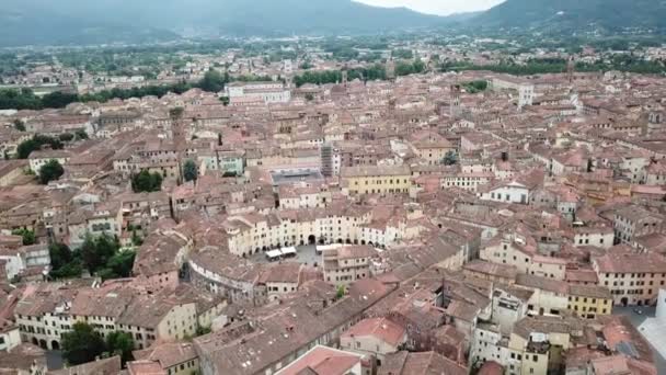 Amphitheater Square Lucca City Aerial View Landscape Tuscany Italy View — Stock Video