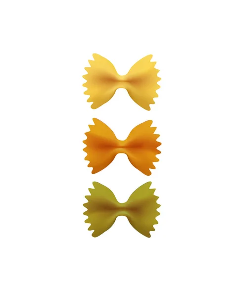 Farfalle Pâtes Ensemble Isolé Sur Fond Blanc Illustration Vectorielle Réaliste — Image vectorielle