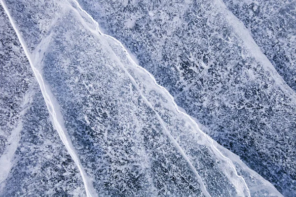 Cracks Ice Baikal Lake Top View Winter Texture — Stock Photo, Image