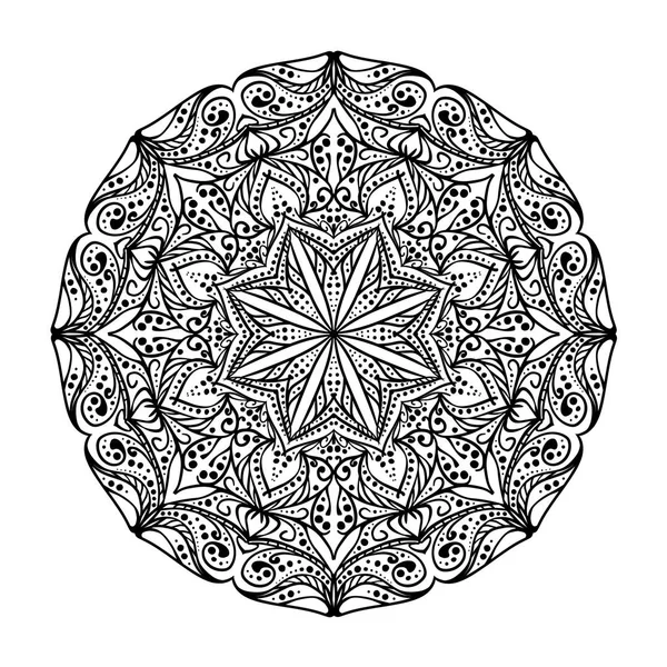 Vector Detailed Mandala Black White Background — Stock Vector