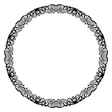 Soyut daire vektör çerçeve desen beyaz siyah