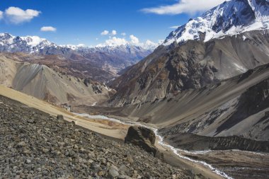 Tilicho Gölü, Himalaya Dağları Nepal'ız. Annapurna devre trek