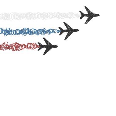 Beyaz arka plan ile Rus tricolor iz buharı ile uçak