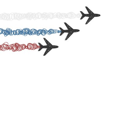 White background with aircraft with vapor trail of the Russian tricolor clipart