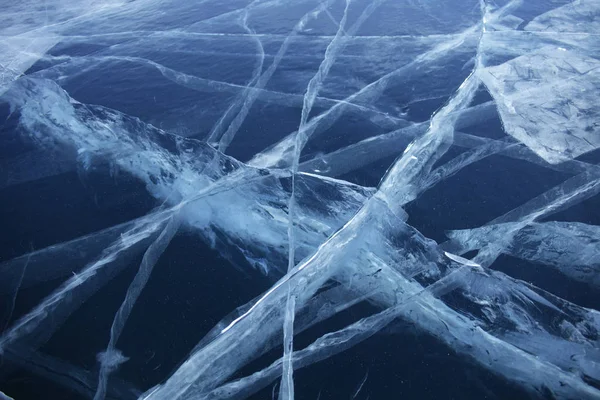 Gelo do lago Baikal. Textura de inverno — Fotografia de Stock