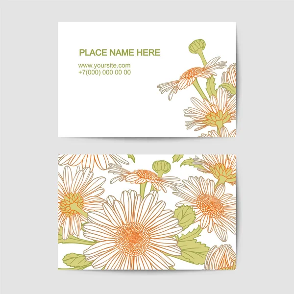Επισκεφθείτε την κάρτα με άνθη χαμομηλιού — Διανυσματικό Αρχείο