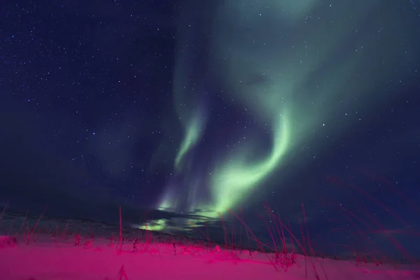 Luces boreales en la península de Kola — Foto de Stock