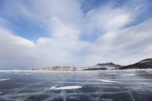 Bajkál-tó jég. Téli táj — Stock Fotó