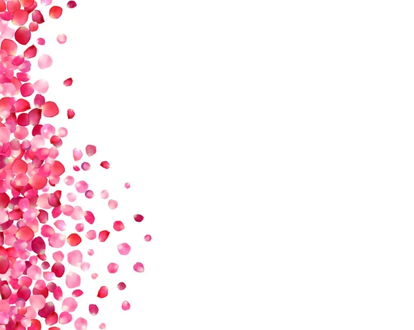 粉红色的玫瑰花瓣撒满背景 — 图库矢量图片