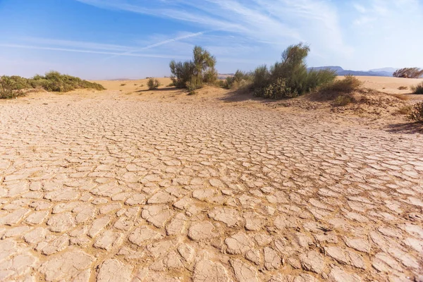 Solo rachado. Deserto de Wadi Araba. Jordânia — Fotografia de Stock