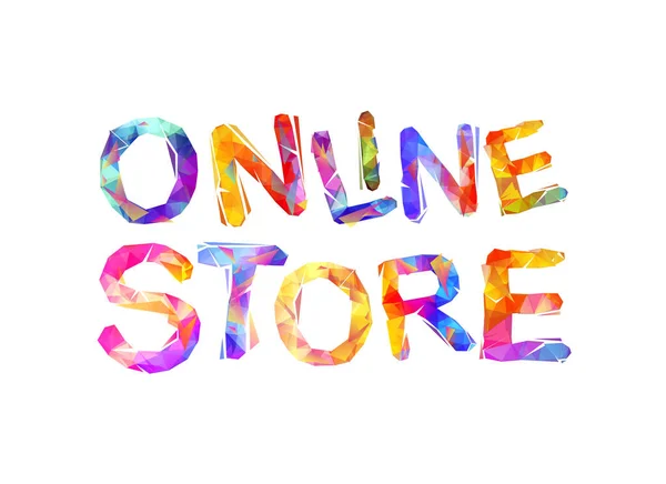 Online winkel. Opschrift van driehoekige brief — Stockvector