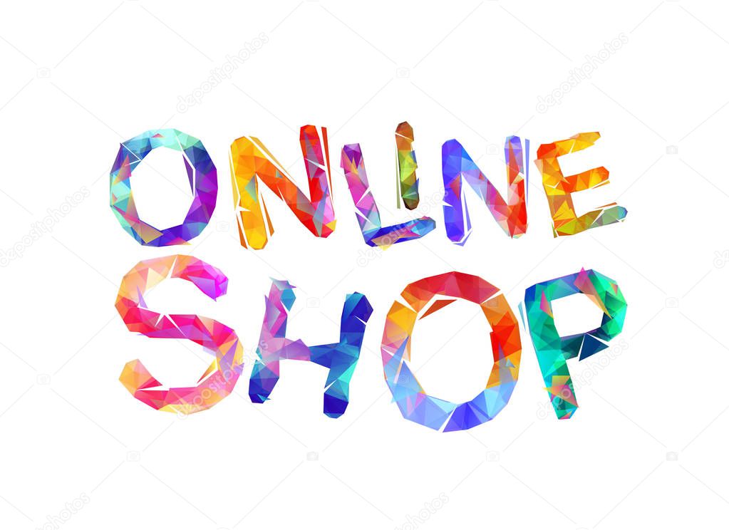 Online shop. Inscription of triangular letters