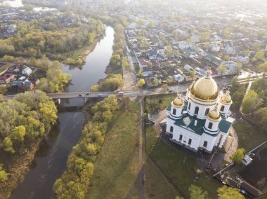 Morshansk şehri. Bahar hava görünümü. Rusya. Trinity Cathe