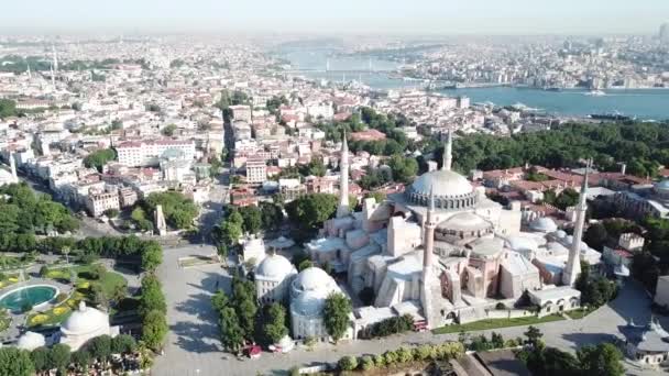 Hagia Sophia Museet Istanbul Flygfoto Landskap — Stockvideo