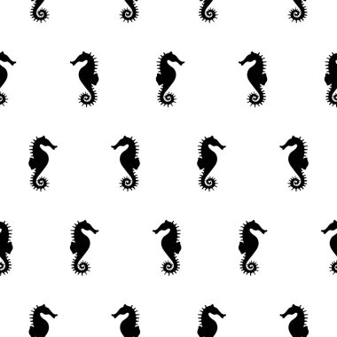 Beyaz üzerinde dikişsiz deniz atları desen