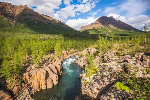 Hoisey river gorge, putorana plateau, sibirien — Stockfoto