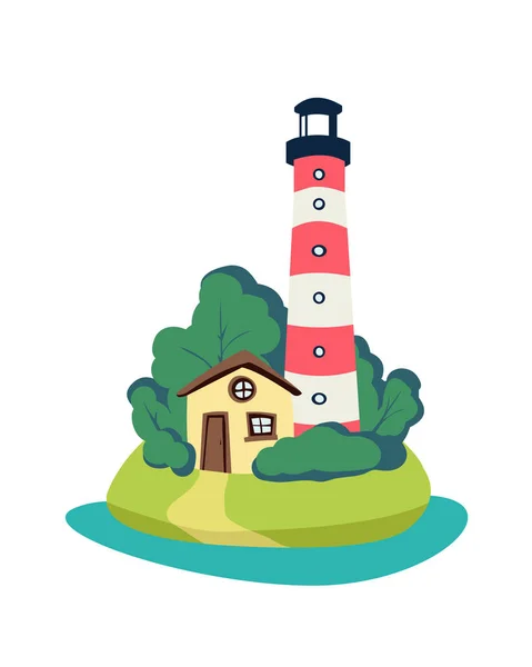 Egy kis sziget világítótornya. — Stock Vector