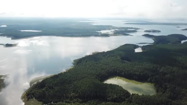 Isla Hachin Vista Del Lago Seliger Desde Arriba Paisaje Naturaleza — Vídeos de Stock