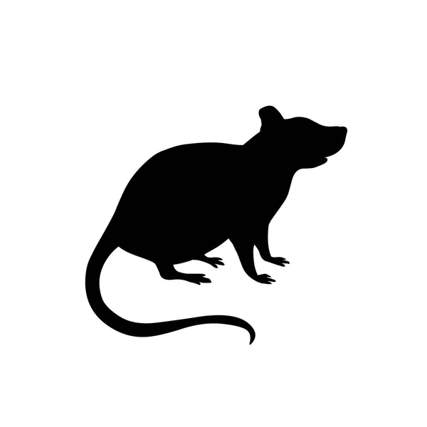 Rat. Silhouette noire sur fond blanc — Image vectorielle