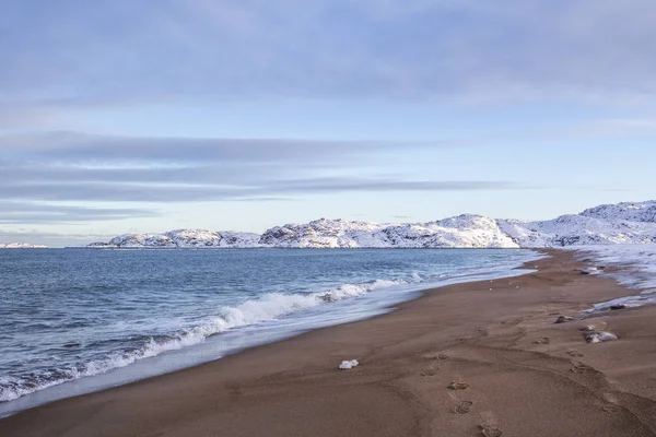 Barents Mar o Océano Ártico Orilla paisaje invernal — Foto de Stock