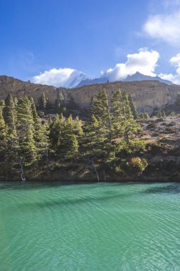 Jomsom, Nepal 'deki Dhumba Gölü. Annapurna gezisi