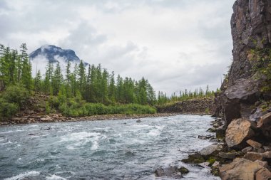 Putorana Platosu Hoisey Nehri Geçidi. Rusya, Sibirya