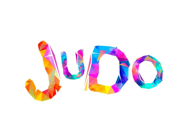 Judo Vectorwoord Van Kleurrijke Driehoekige Letters — Stockvector
