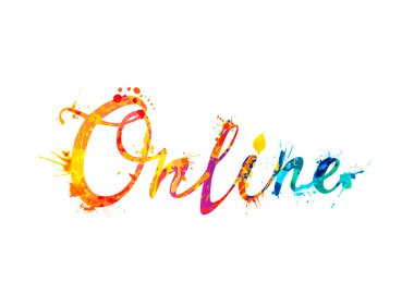 İnternette. Renkli sıçrama kelimesi boyama vektörü harfleri