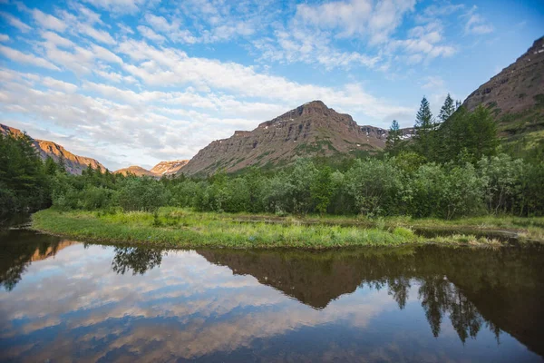 Retorno Tranquilo Del Río Hoisey Meseta Putorana Rusia Paisaje Siberiano — Foto de Stock