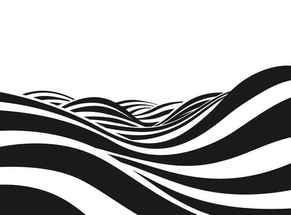 Fond de vagues rayées noires et blanches — Image vectorielle