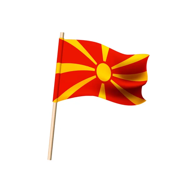 Makedonská vlajka. Žluté slunce na červené — Stockový vektor