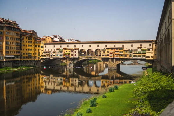 Ponte Vecchio Bron Över Arno Floden Florens Stadslandskap Italien — Stockfoto