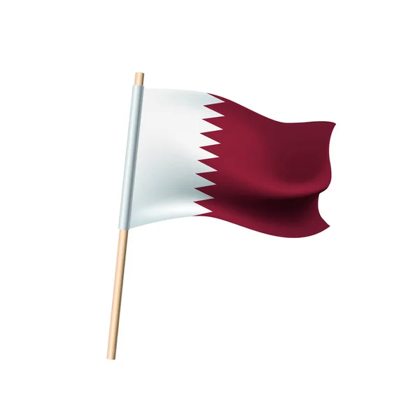 Bandera de Qatar sobre fondo blanco. Ilustración vectorial — Vector de stock