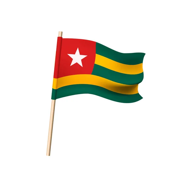 Vlag Van Togolese Republiek Witte Teer Rood Vierkant Gele Groene — Stockvector