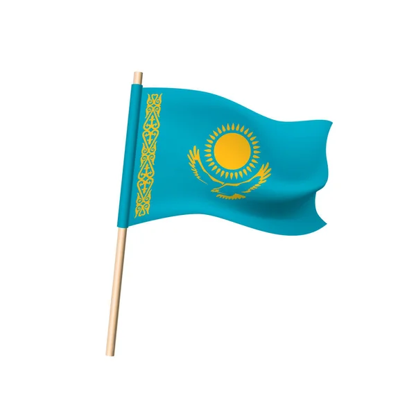 Drapeau Kazakhstan sur fond blanc — Image vectorielle