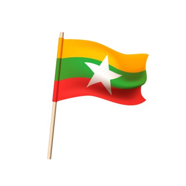 Beyaz arka planda Myanmar bayrağı. Vektör illüstrasyonu